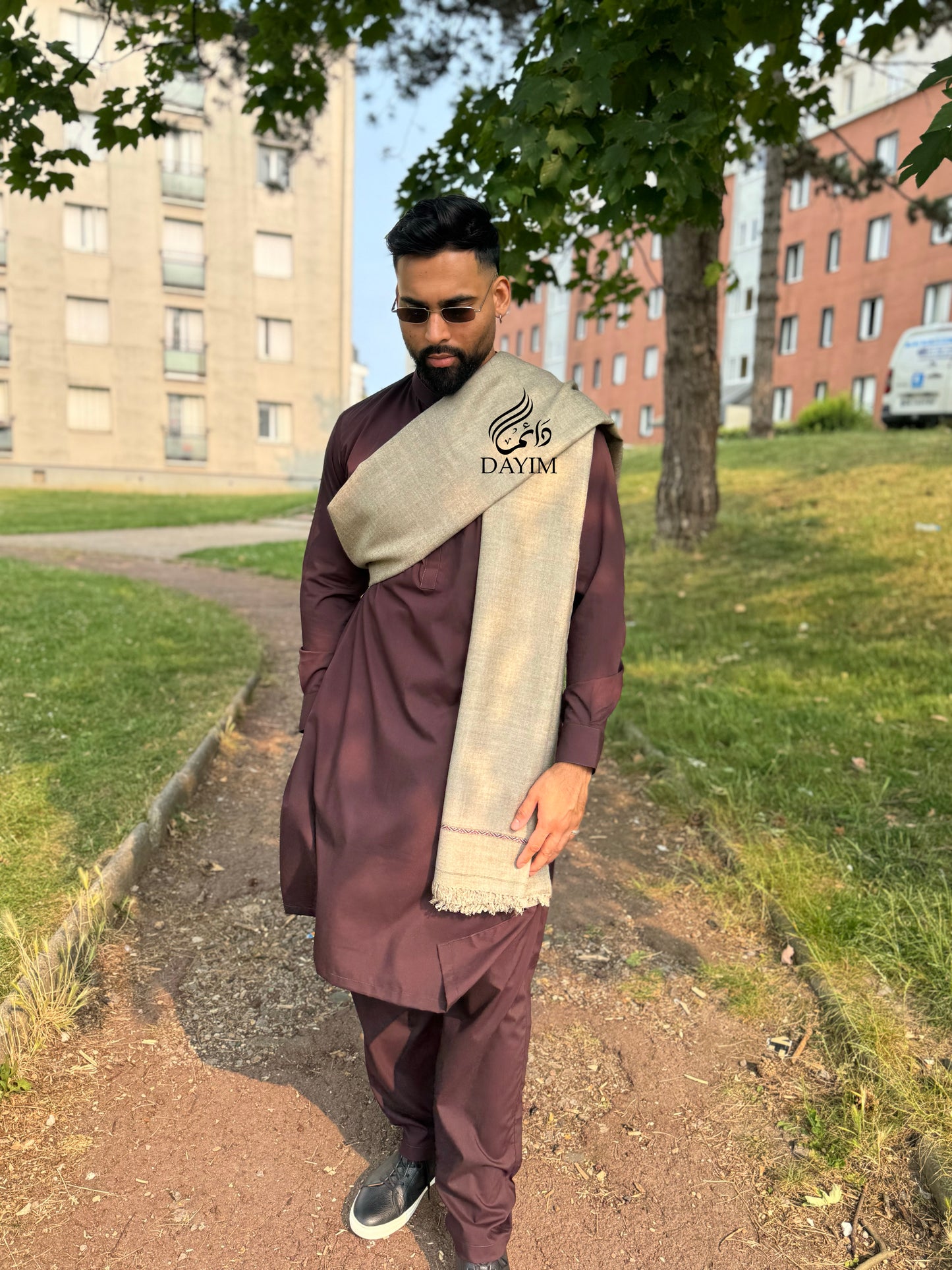 SAHIL - Kurta Trouser Bordeau / Maronné