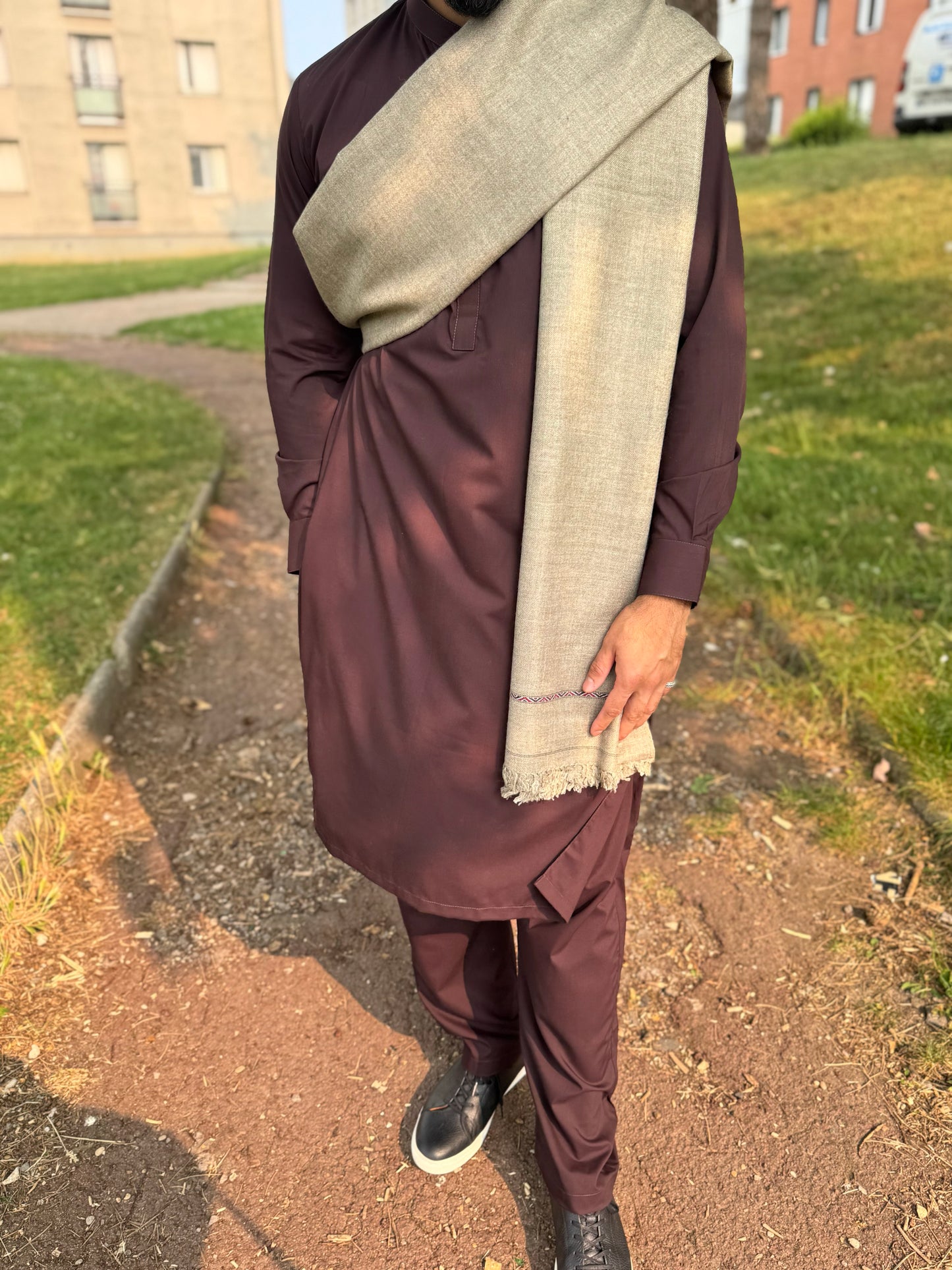 SAHIL - Kurta Trouser Bordeau / Maronné
