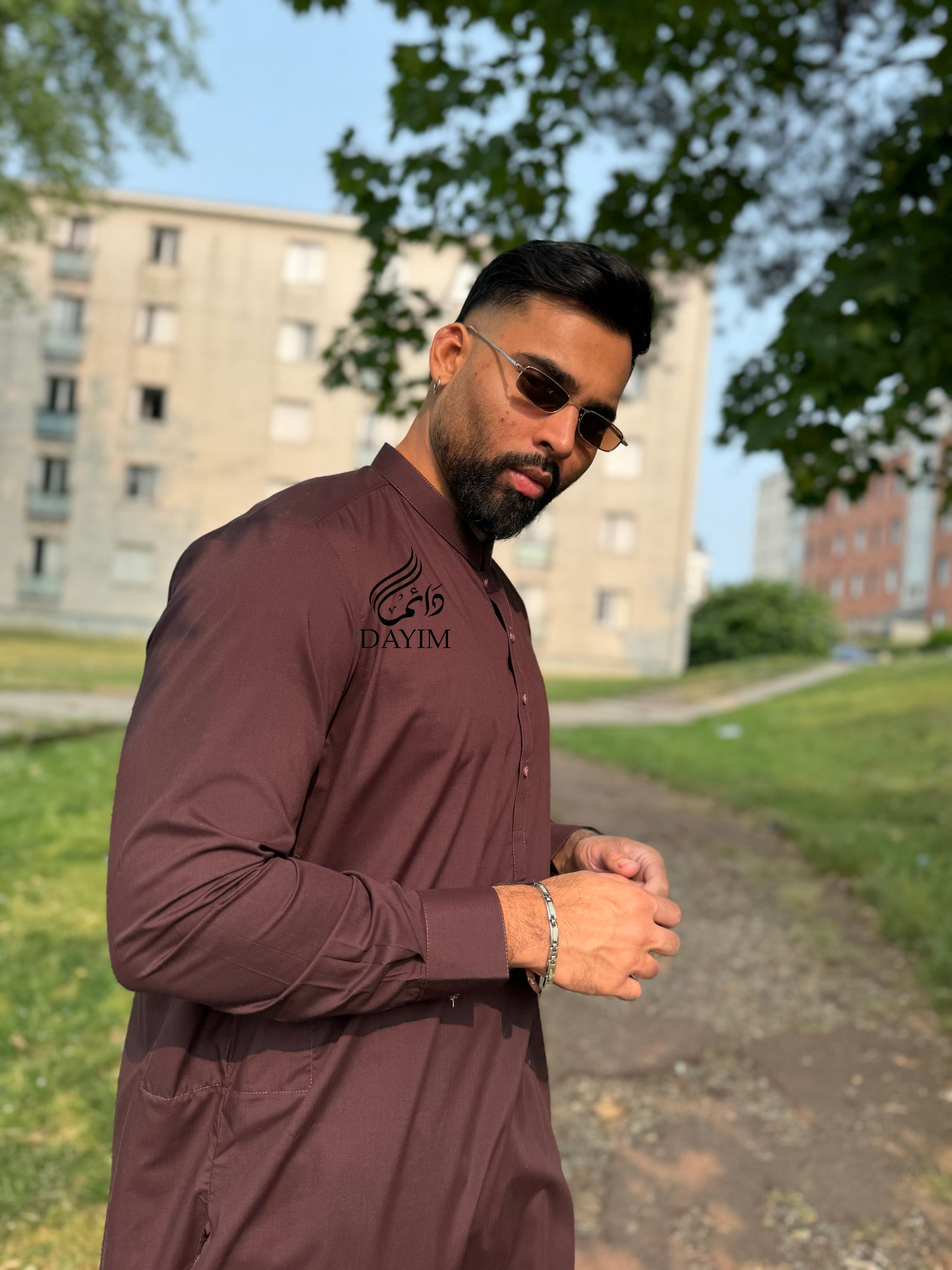 SAHIL - Kurta Trouser Bordeau / Maronné