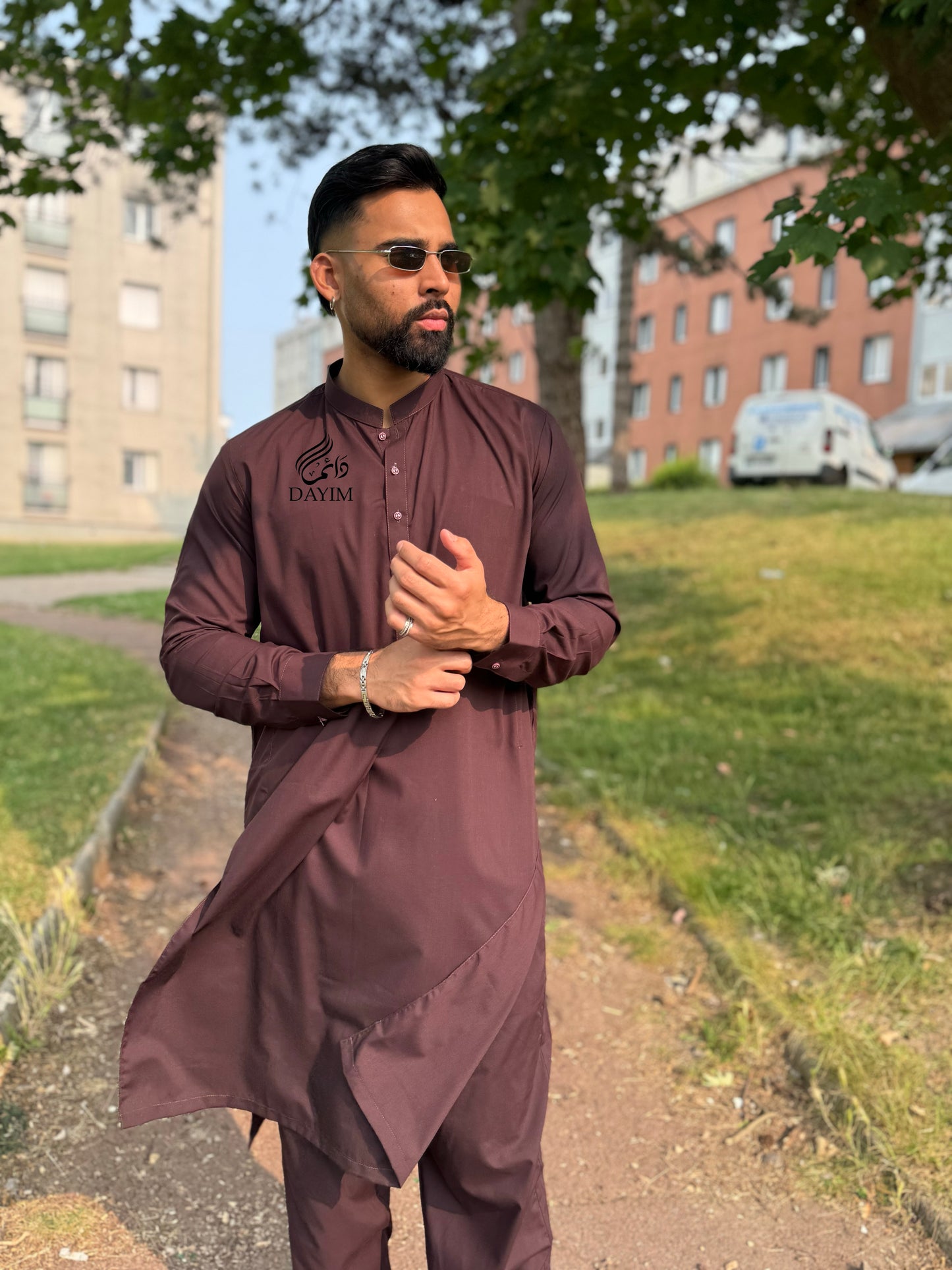 SAHIL - Kurta Trouser Bordeau / Maronné