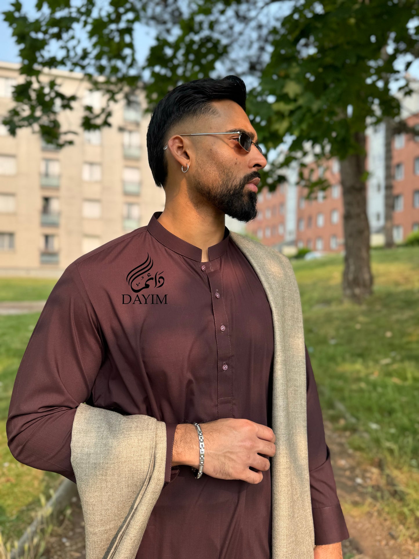 SAHIL - Kurta Trouser Bordeau / Maronné