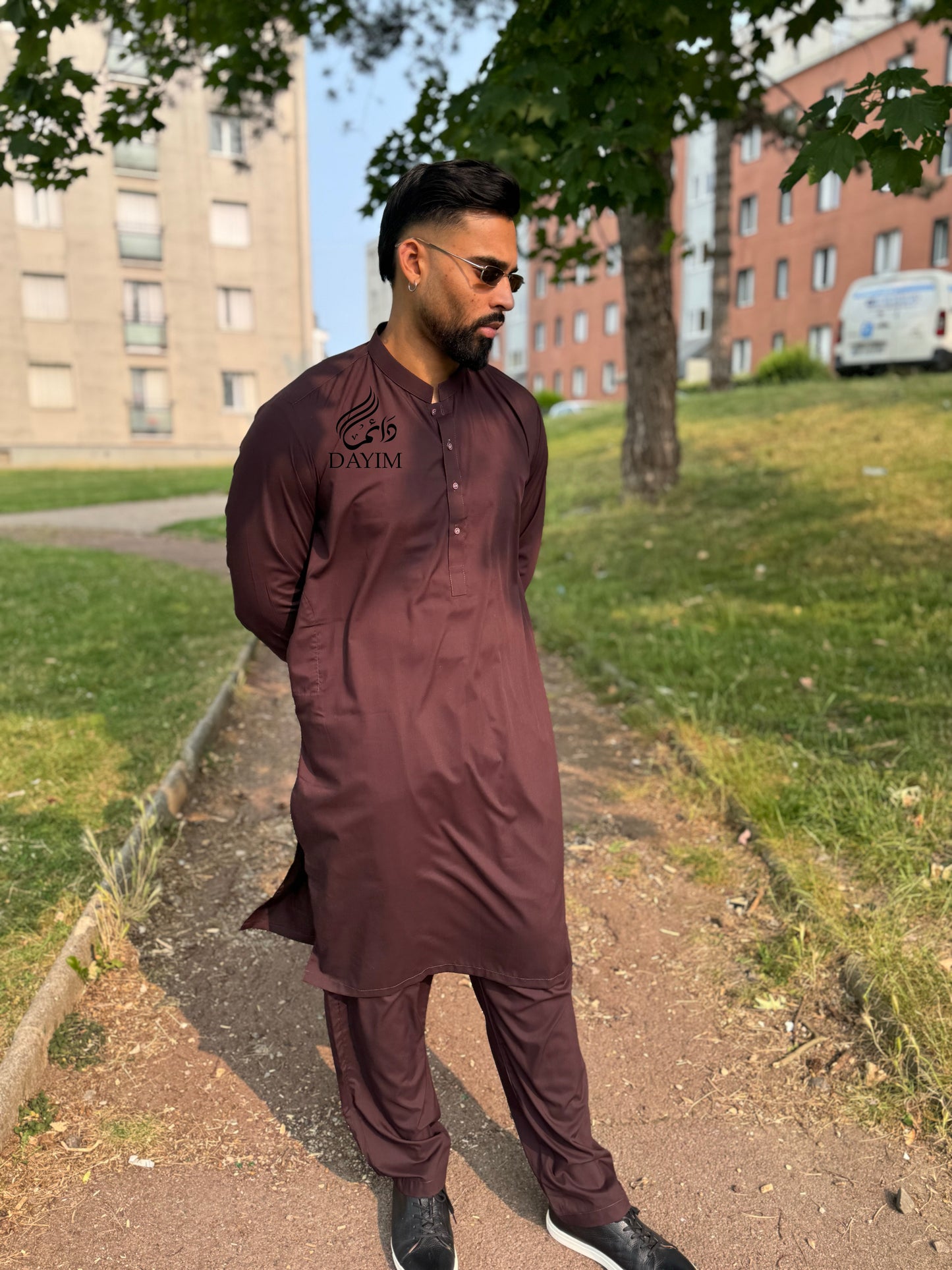 SAHIL - Kurta Trouser Bordeau / Maronné