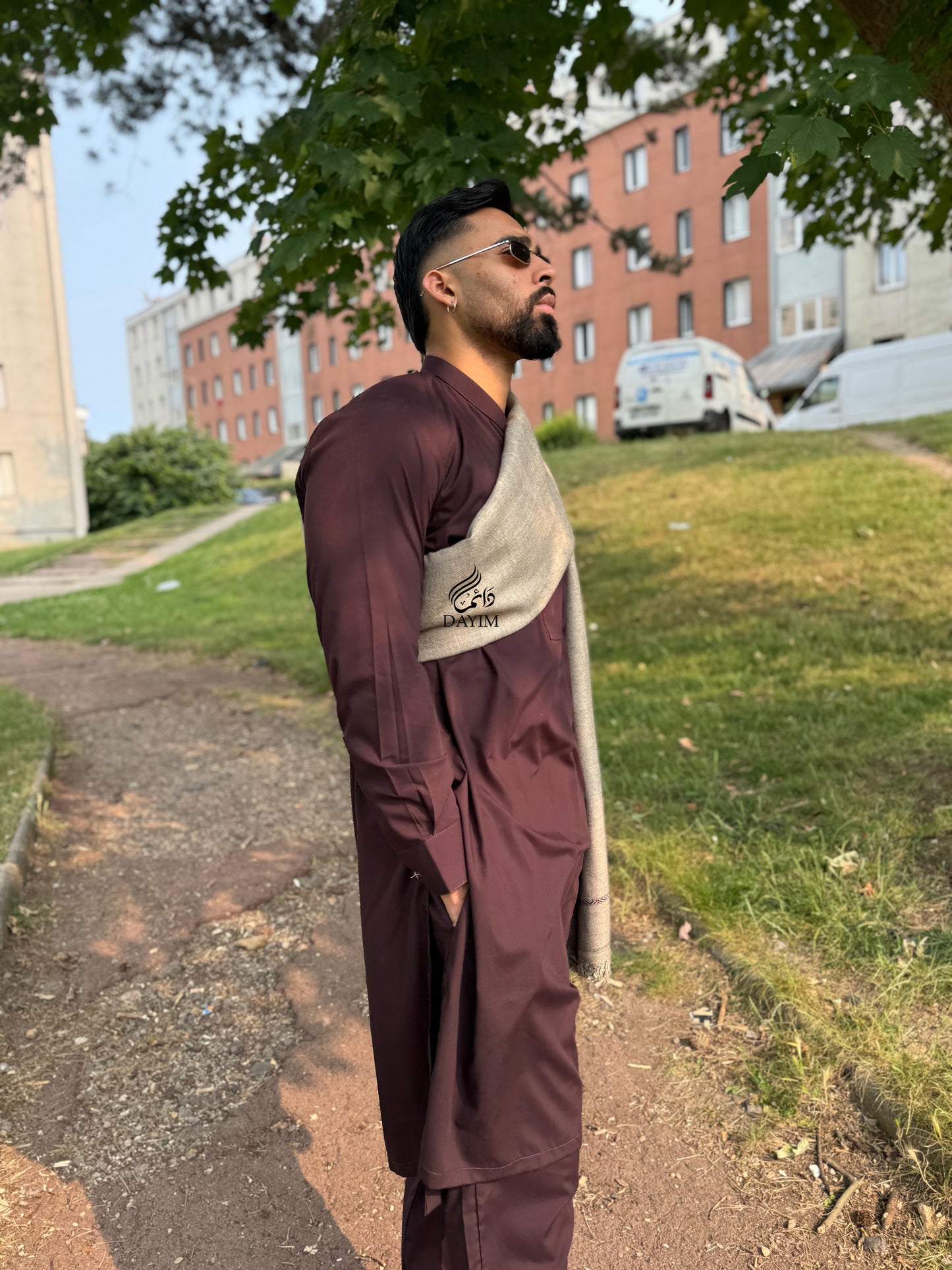 SAHIL - Kurta Trouser Bordeau / Maronné